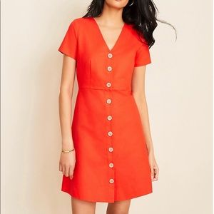 Ann Taylor Cotton Linen Button Flare Dress